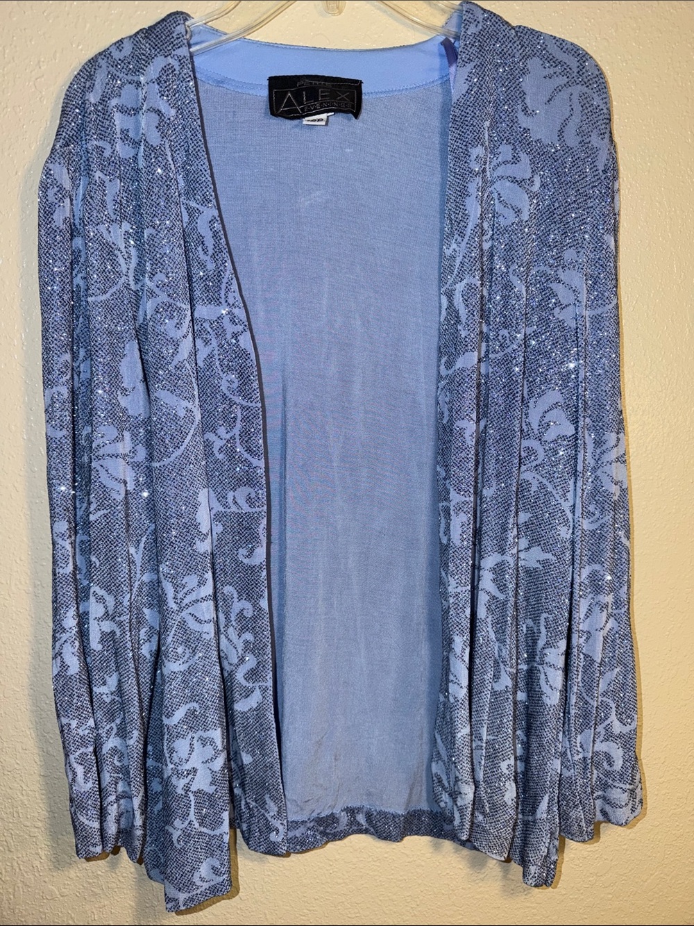 Alex Evenings Light Blue Floral Open-Front Cardigan